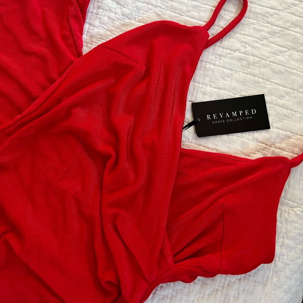 NWT Boutique Slinky Red Wrap Dress